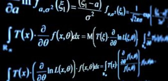 Image showing mathematical equations on blackboard