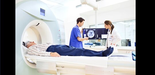 Image showing Two doctors discussing a CAT scan