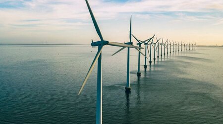 Image showing wind turbines in the sea