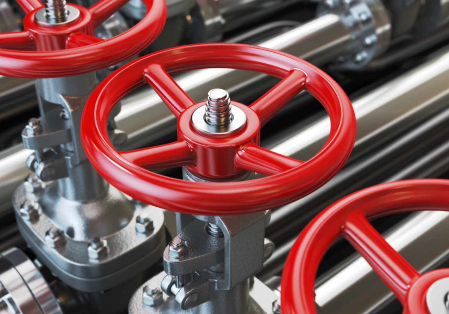 Image showing Oil or gas pipe line valves