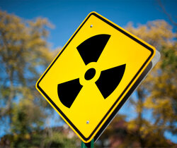 Image showing close up of a black and yellow radiation warning sign