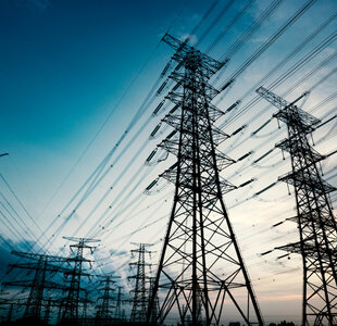 Image showing high voltage towers in the dusk of the evening