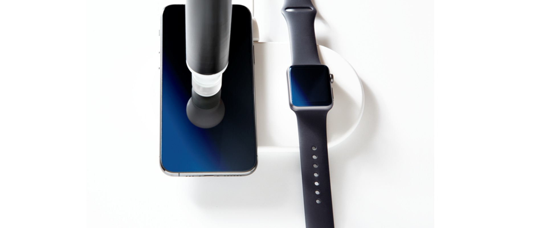 DASY8 Module WPT determining the exposure by a wireless power transfer pad while charging a phone and a watch. Courtesy SPEAG Courtesy of SPEAG