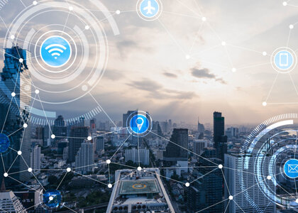 Image showing an Artist's concept of a 'smart' city