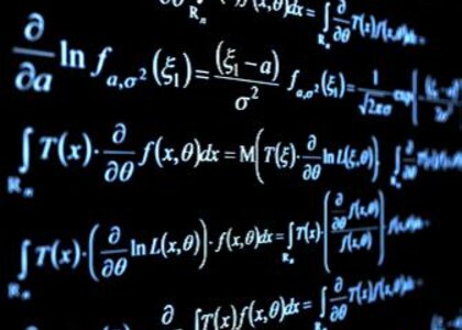 Image showing mathematical equations on blackboard