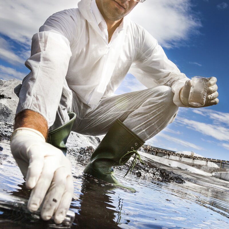 Building environmental analysis capability Image showing Scientist analysing the water of a river