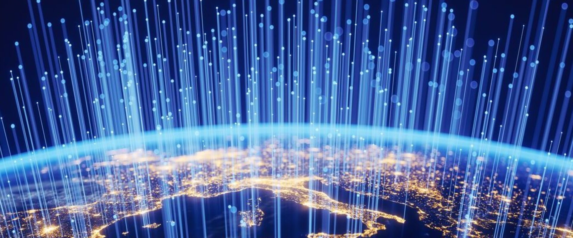 Fibre optic cables rising into space