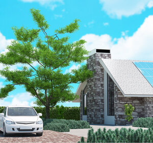 Image showing Smart grids integrating eV and solar