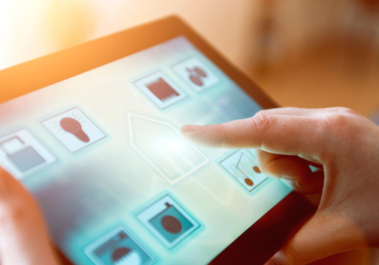 Image showing a smart home control app on a tablet