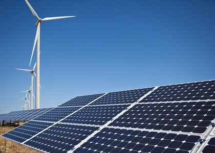 Solar panels and wind farm