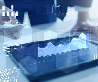 A visualisation of software running on a tablet computer